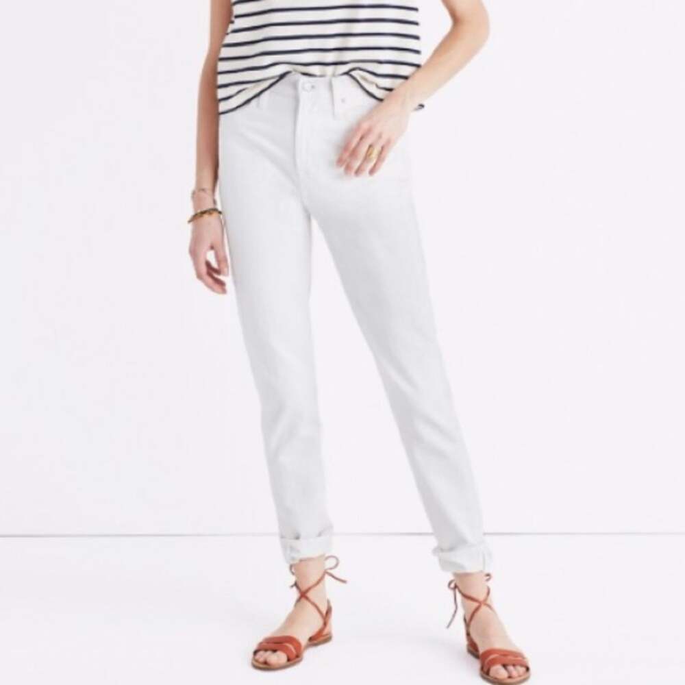 Madewell The Perfect Summer Jeans White High Rise Straight Leg Mom Jeans 26